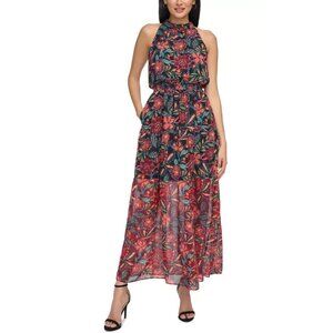 Vince Camuto Womens Size 2 Smocked Long Halter Neck Maxi Dress NEW